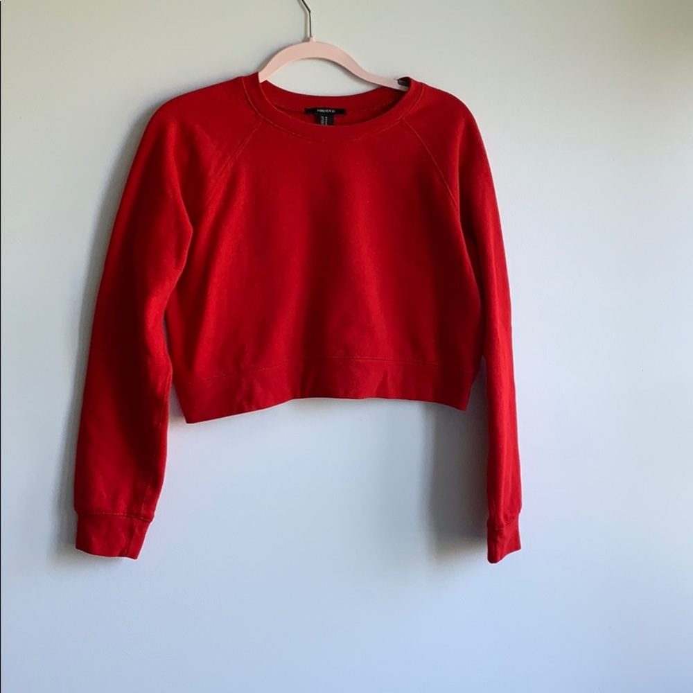 French Terry Basic Crop Sweat Shirt